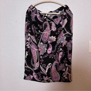 Celeste Black and Purple Paisley Pencil Skirt